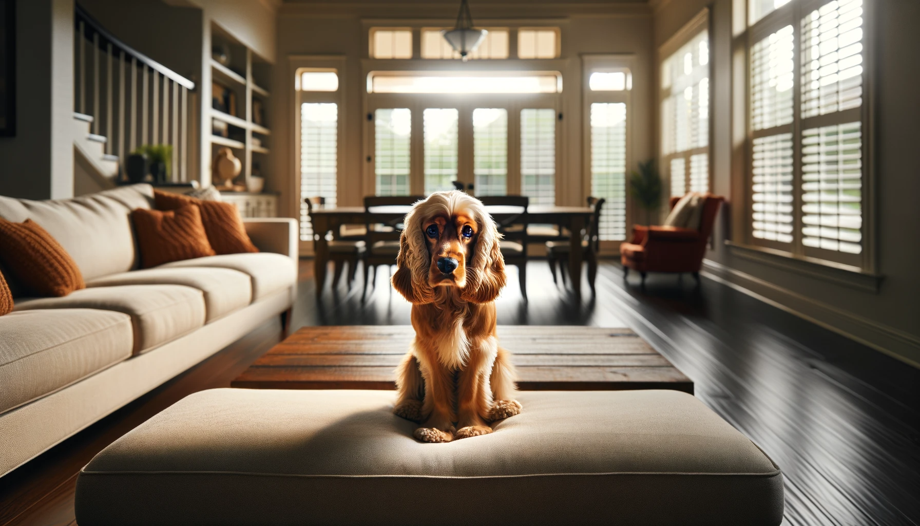 homeopathy for separation anxiety in dogs - A dog sitting on a couch in a living room.