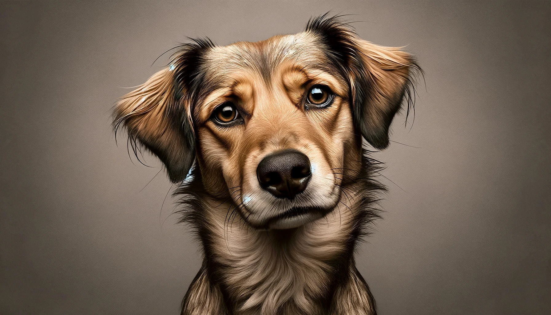 A portrait of a dog with looking confused